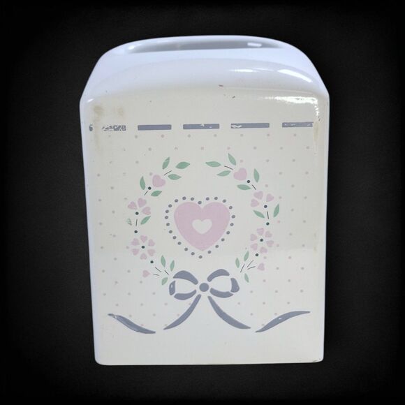 Vintage Saturday Knight Malmite Tissue Box Cover Hearts Bows Cottagecore 90s - Picture 4 of 11